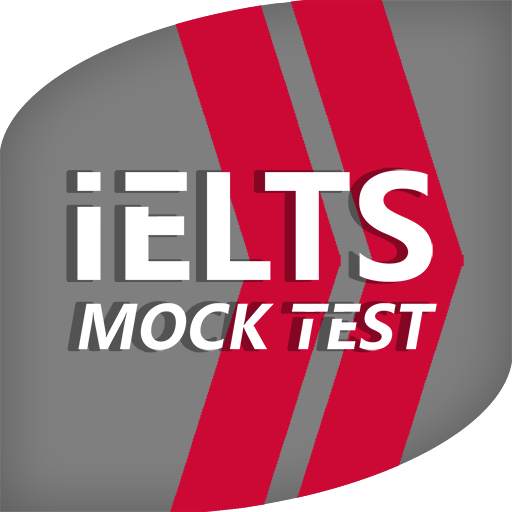 A banner with the words "IELTS MOCK TEST" written in bold letters.