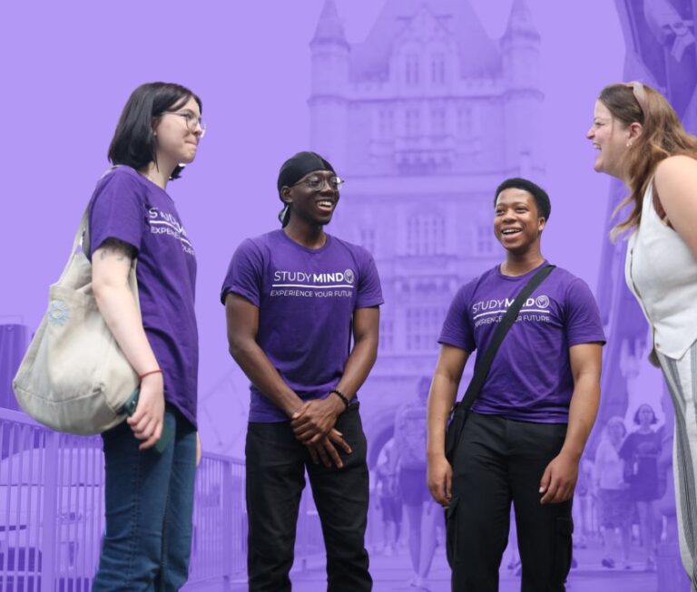 Study Mind Students Collaborating Near Tower Bridge